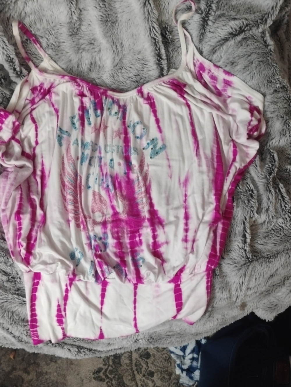 AFFLICTION Tie-Dye Pink Spaghetti Strap Camisole Top Sz S